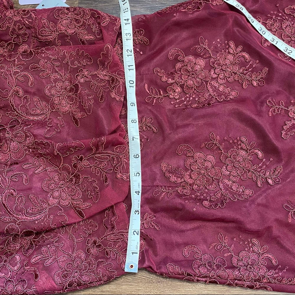 JS Collections maroon lace cocktail dress 4 - Picture 10 of 11